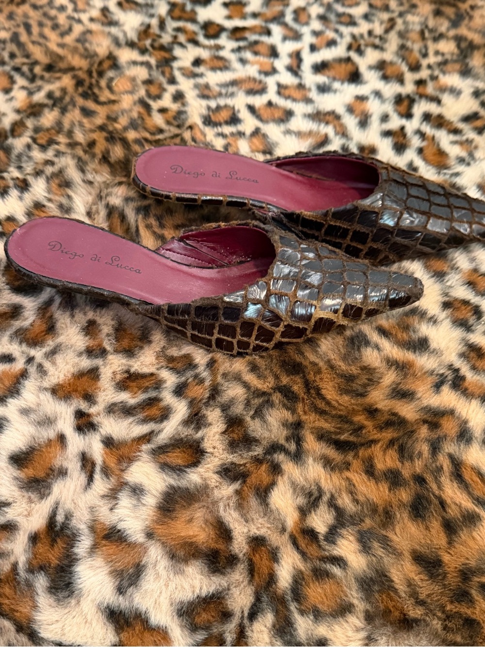 Diego di Lucca Pointed Mule with Burgundy Insole